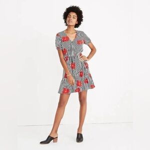 Madewell Ruffle Wrap Dress Candied Orchids Short Sleeve Mini Dress Size 0